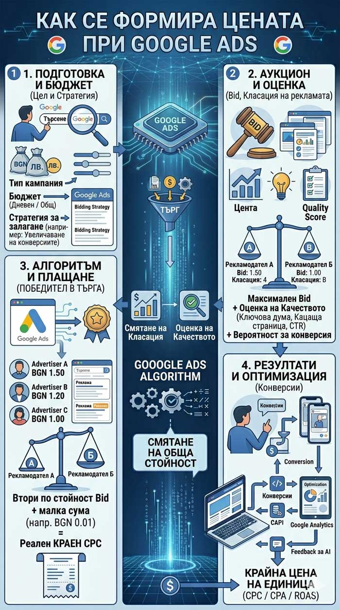 Google Ads цена – подробно ръководство за разходите и как се формира бюджетът