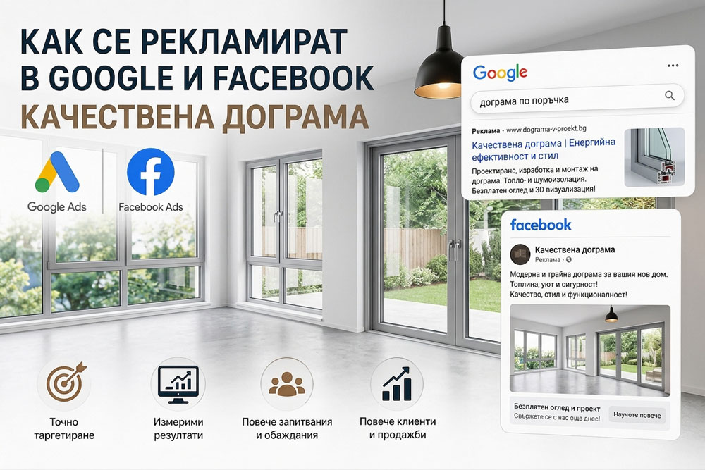 Реклама в Google и Facebook за фирми за дограма