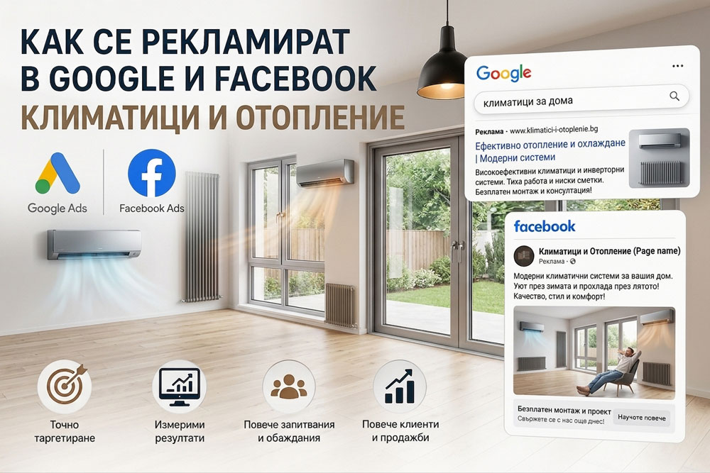 Реклама в Google и Facebook за климатици и отопление