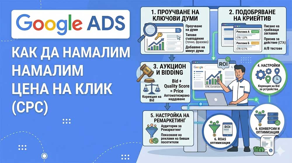 Как да намалим цена на клик (CPC) в Google Ads – много подробно ръководство с примери