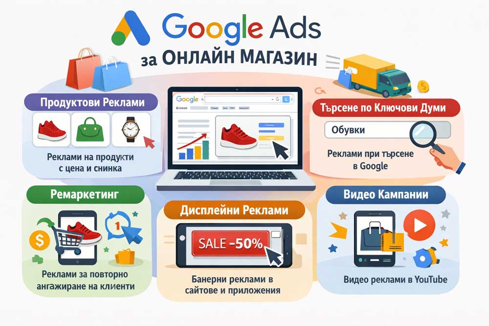 Google Ads за онлайн магазин – подробно ръководство със стратегии и реални примери