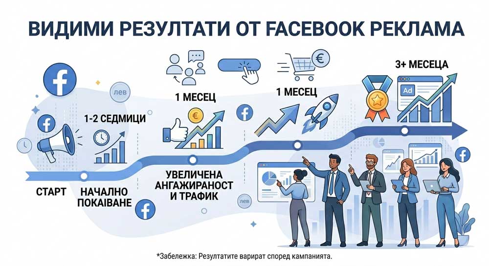 Колко време е нужно за видими резултати във Facebook реклама – подробно ръководство с примери